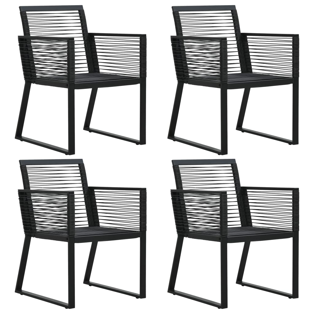 Garden Chairs 4 Pcs Rope Rattan Black Patio Chairs
