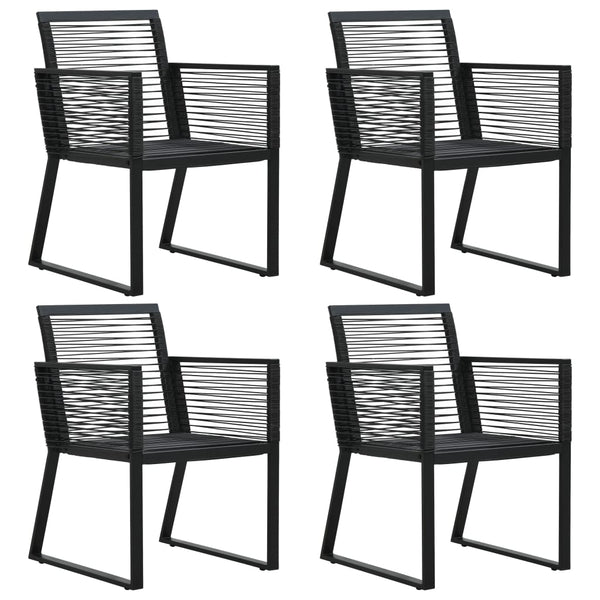 Garden Chairs 4 Pcs Rope Rattan Black Patio Chairs