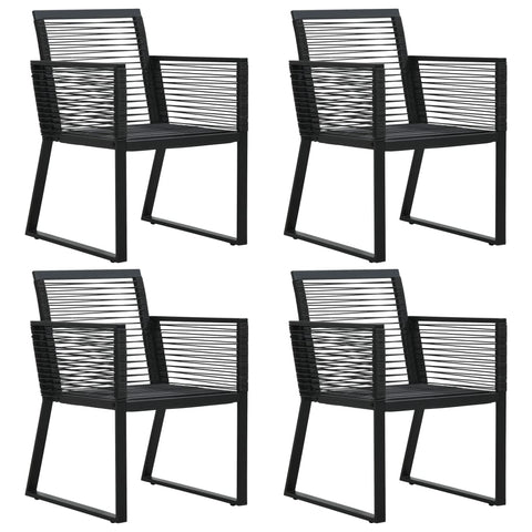 Garden Chairs 4 Pcs Rope Rattan Black Patio Chairs