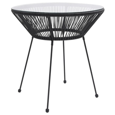 Garden Dining Table Black 70X74 Cm Rattan And Glass