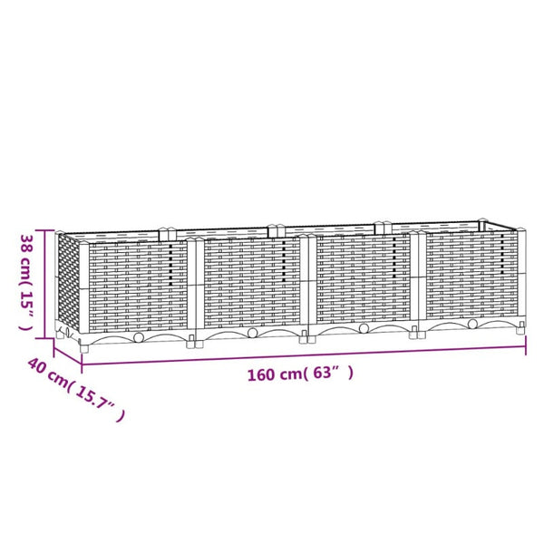 Vidaxl Raised Bed 160X40x38cm Polypropylene Raised Garden Beds