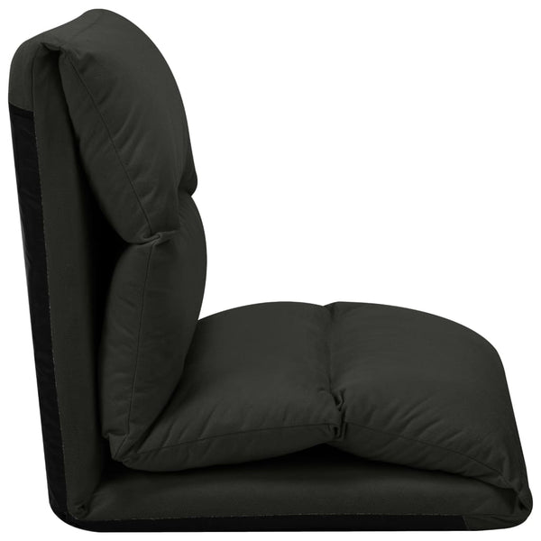 Folding Floor Chair Black Microfibre Sofas Armchairs & Couches