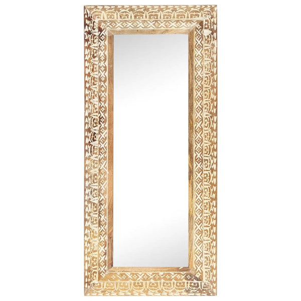 Hand Carved Mirror 110X50x2.6 Cm Solid Mango Wood Mirrors