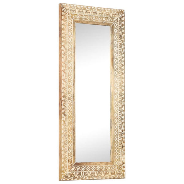 Hand Carved Mirror 110X50x2.6 Cm Solid Mango Wood Mirrors