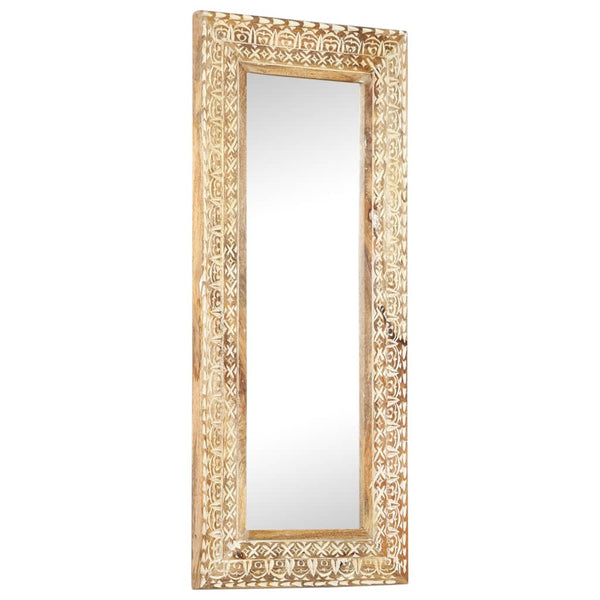 Hand Carved Mirror 110X50x2.6 Cm Solid Mango Wood Mirrors