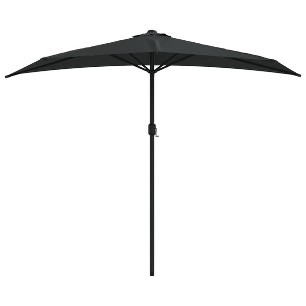 Vidaxl Balcony Parasol With Aluminium Pole Black 270X144x222 Cm Half Shade Sails