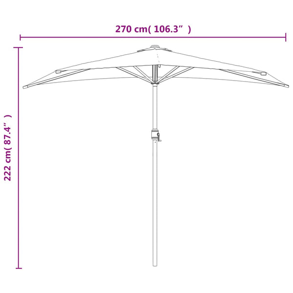 Vidaxl Balcony Parasol With Aluminium Pole Black 270X144x222 Cm Half Shade Sails