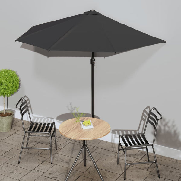 Vidaxl Balcony Parasol With Aluminium Pole Black 270X144x222 Cm Half Shade Sails
