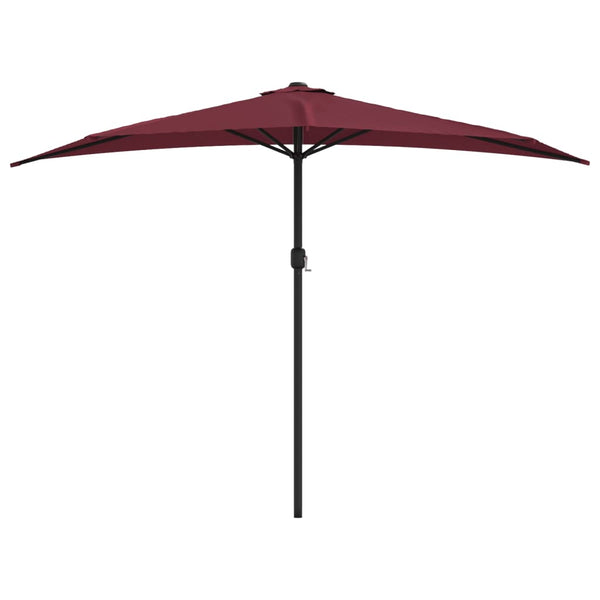 Balcony Parasol With Aluminium Pole Bordeaux Red 300X155x223 Cm Half Patio Umbrellas