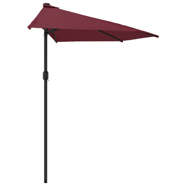 Balcony Parasol With Aluminium Pole Bordeaux Red 300X155x223 Cm Half Patio Umbrellas