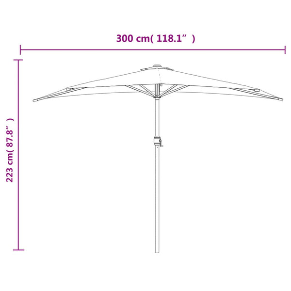 Balcony Parasol With Aluminium Pole Bordeaux Red 300X155x223 Cm Half Patio Umbrellas