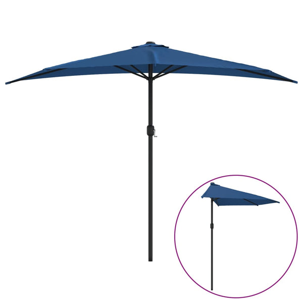 Vidaxl Balcony Parasol With Aluminium Pole Blue 300X155x223 Cm Half Patio Umbrellas