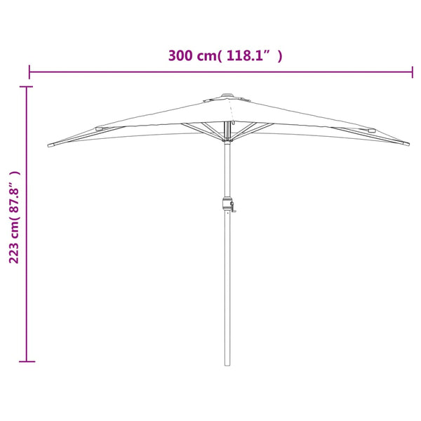 Vidaxl Balcony Parasol With Aluminium Pole Blue 300X155x223 Cm Half Patio Umbrellas