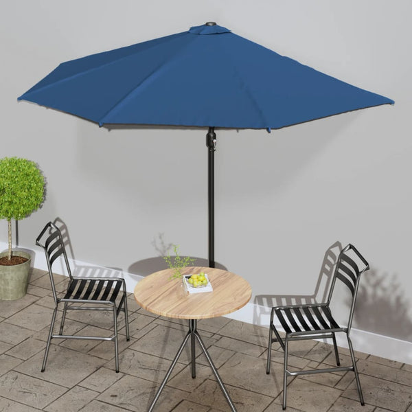 Vidaxl Balcony Parasol With Aluminium Pole Blue 300X155x223 Cm Half Patio Umbrellas