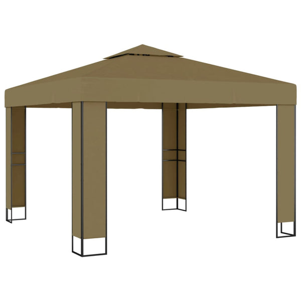 Gazebo With Double Roof 3X3x2.7 M Taupe 180 G/Ma Gazebos & Pergolas