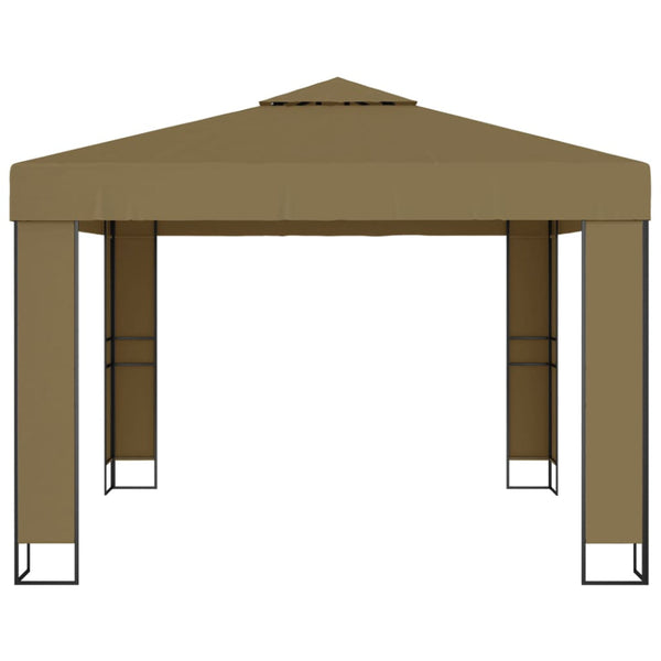 Gazebo With Double Roof 3X3x2.7 M Taupe 180 G/Ma Gazebos & Pergolas