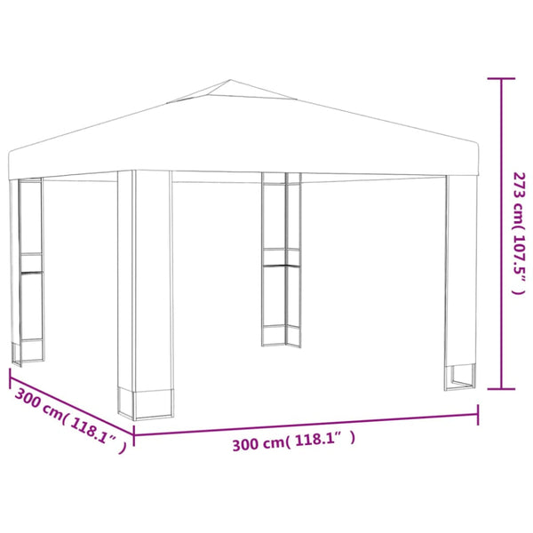 Gazebo With Double Roof 3X3x2.7 M Taupe 180 G/Ma Gazebos & Pergolas
