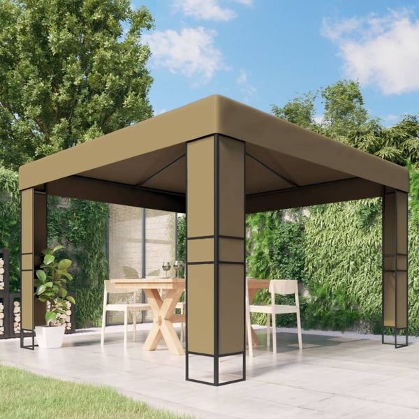 Gazebo With Double Roof 3X3x2.7 M Taupe 180 G/Ma Gazebos & Pergolas