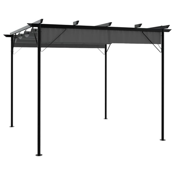Pergola With Retractable Roof Anthracite 3X3 M Steel 180 G/Ma Gazebos & Pergolas