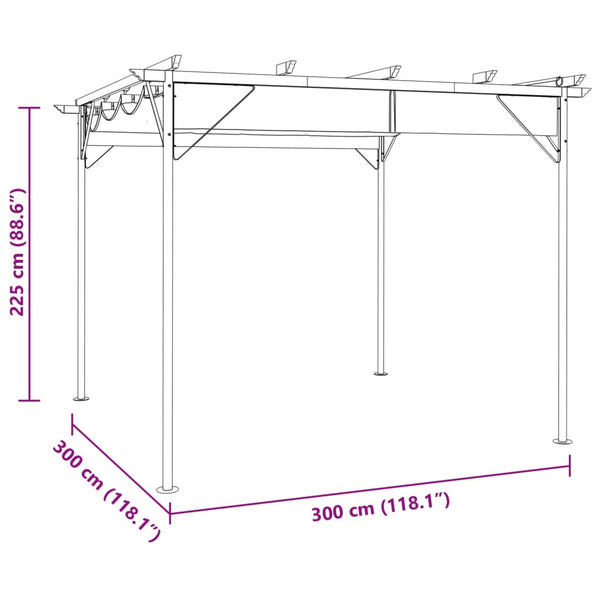 Pergola With Retractable Roof Anthracite 3X3 M Steel 180 G/Ma Gazebos & Pergolas