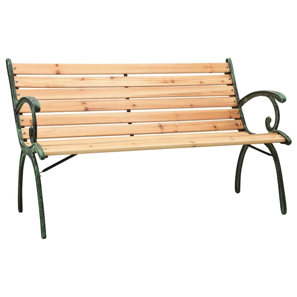 Garden Bench 123 Cm Cast Iron And Solid Firwood Patio Benches
