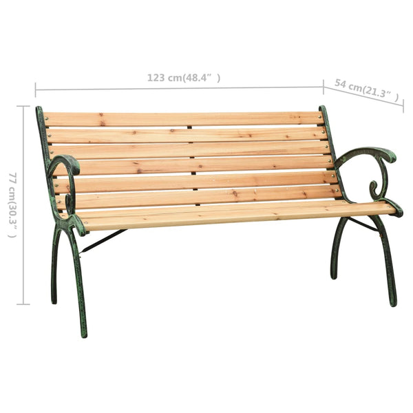 Garden Bench 123 Cm Cast Iron And Solid Firwood Patio Benches