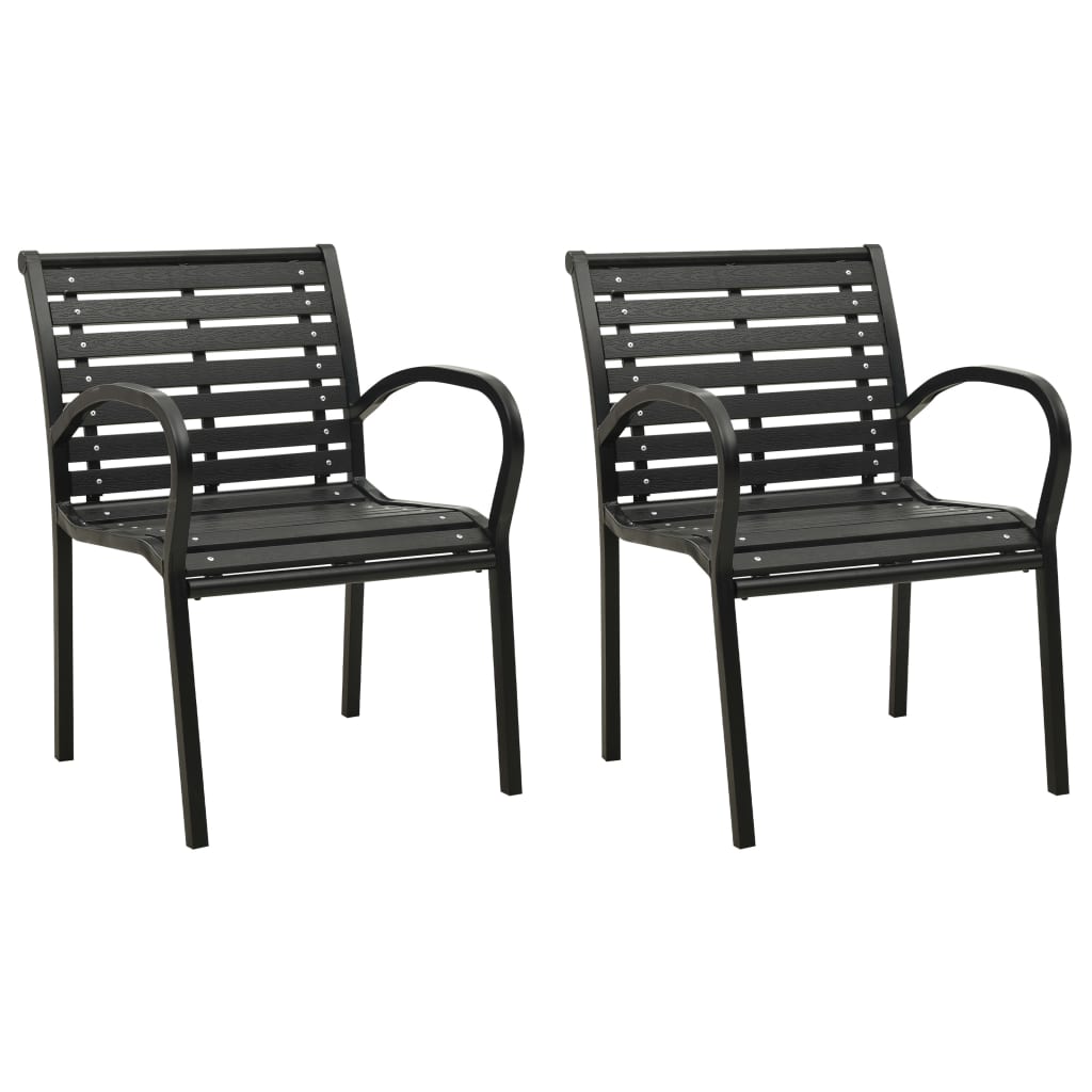 Garden Chairs 2 Pcs Steel And Wpc Black Patio Chairs