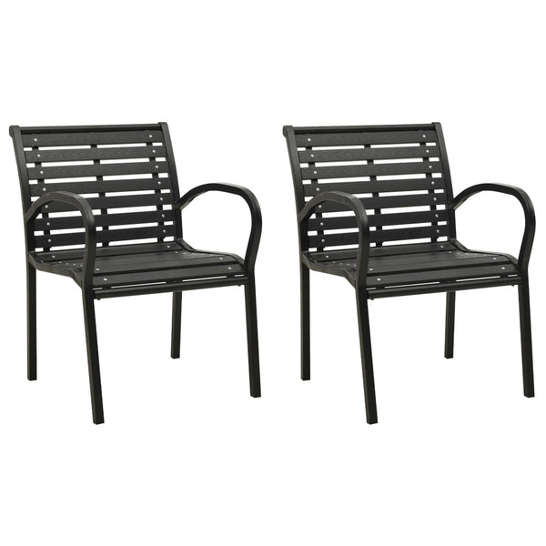 Garden Chairs 2 Pcs Steel And Wpc Black Patio Chairs