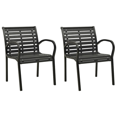 Garden Chairs 2 Pcs Steel And Wpc Black Patio Chairs