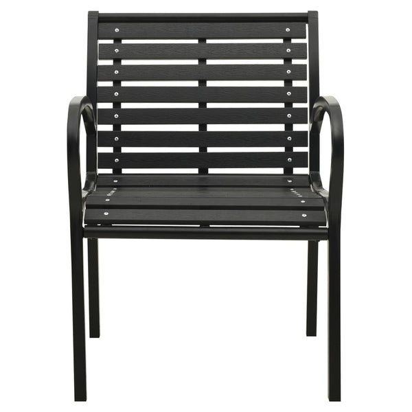 Garden Chairs 2 Pcs Steel And Wpc Black Patio Chairs