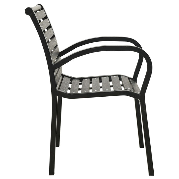Garden Chairs 2 Pcs Steel And Wpc Black Patio Chairs