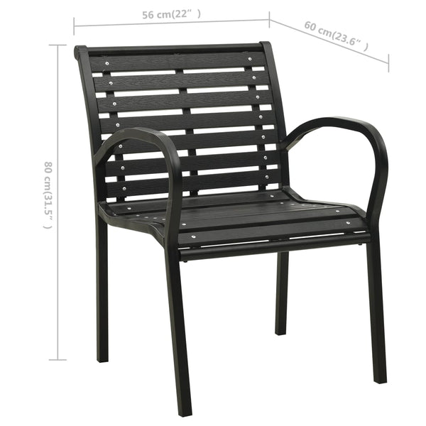 Garden Chairs 2 Pcs Steel And Wpc Black Patio Chairs