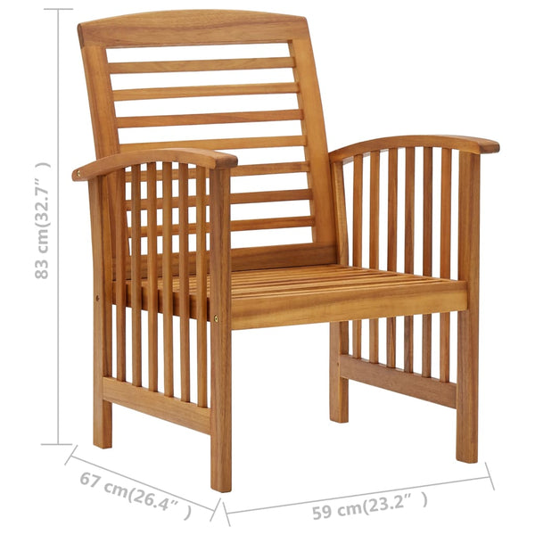 Garden Chairs 2 Pcs Solid Acacia Wood Patio Chairs