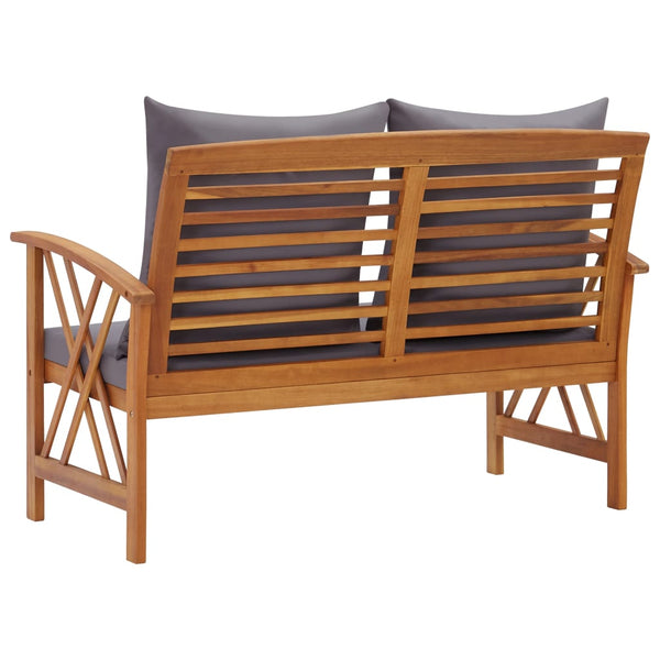 Garden Bench With Cushions 119 Cm Solid Acacia Wood Patio Benches