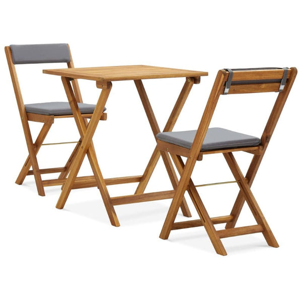 Vidaxl 3 Piece Folding Bistro Set With Cushions Solid Acacia Wood Other Patio & Garden Furniture