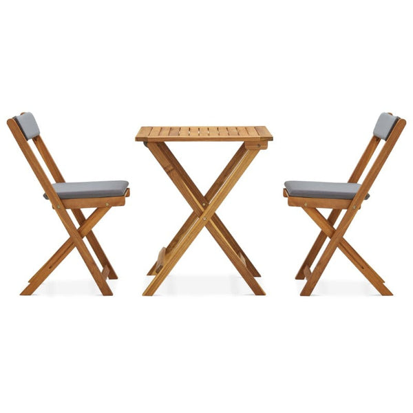 Vidaxl 3 Piece Folding Bistro Set With Cushions Solid Acacia Wood Other Patio & Garden Furniture