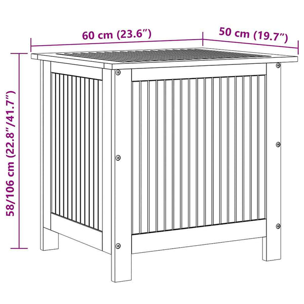 Vidaxl Garden Storage Box 60X50x58 Cm Solid Wood Acacia Storage Deck Boxes