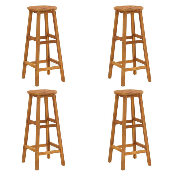 Bar Stools 4 Pcs Solid Acacia Wood Benches Bar Stools