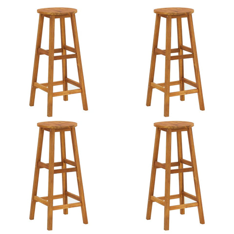 Bar Stools 4 Pcs Solid Acacia Wood Benches Bar Stools
