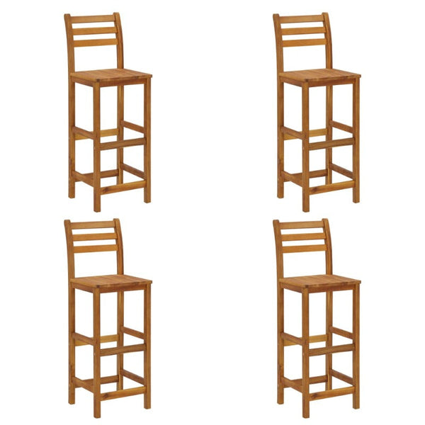 Vidaxl Bar Stools 4 Pcs Solid Acacia Wood Benches Bar Stools