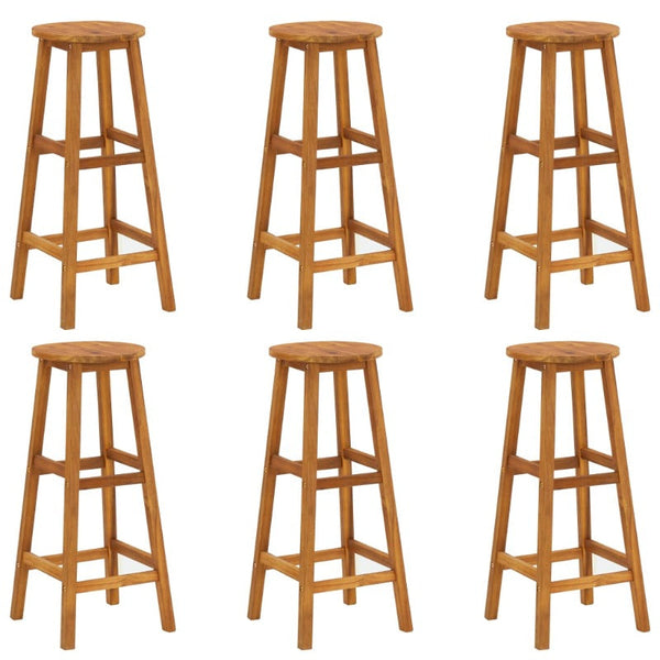 Vidaxl Bar Stools 6 Pcs Solid Acacia Wood 34 X 76 Cm Benches Bar Stools
