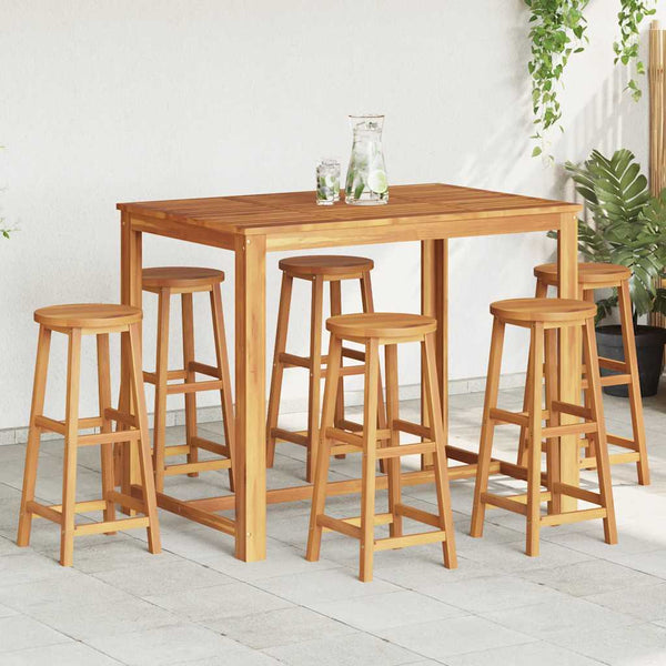 Vidaxl Bar Stools 6 Pcs Solid Acacia Wood 34 X 76 Cm Benches Bar Stools