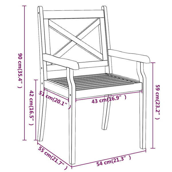 Vidaxl Outdoor Dining Chairs 2 Pcs Solid Wood Acacia Patio Chairs