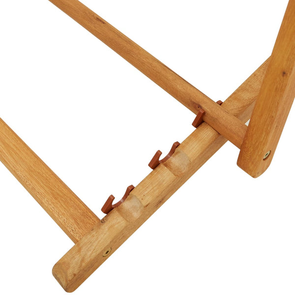 Folding Beach Chair Solid Eucalyptus Wood And Fabric Black Patio Chairs