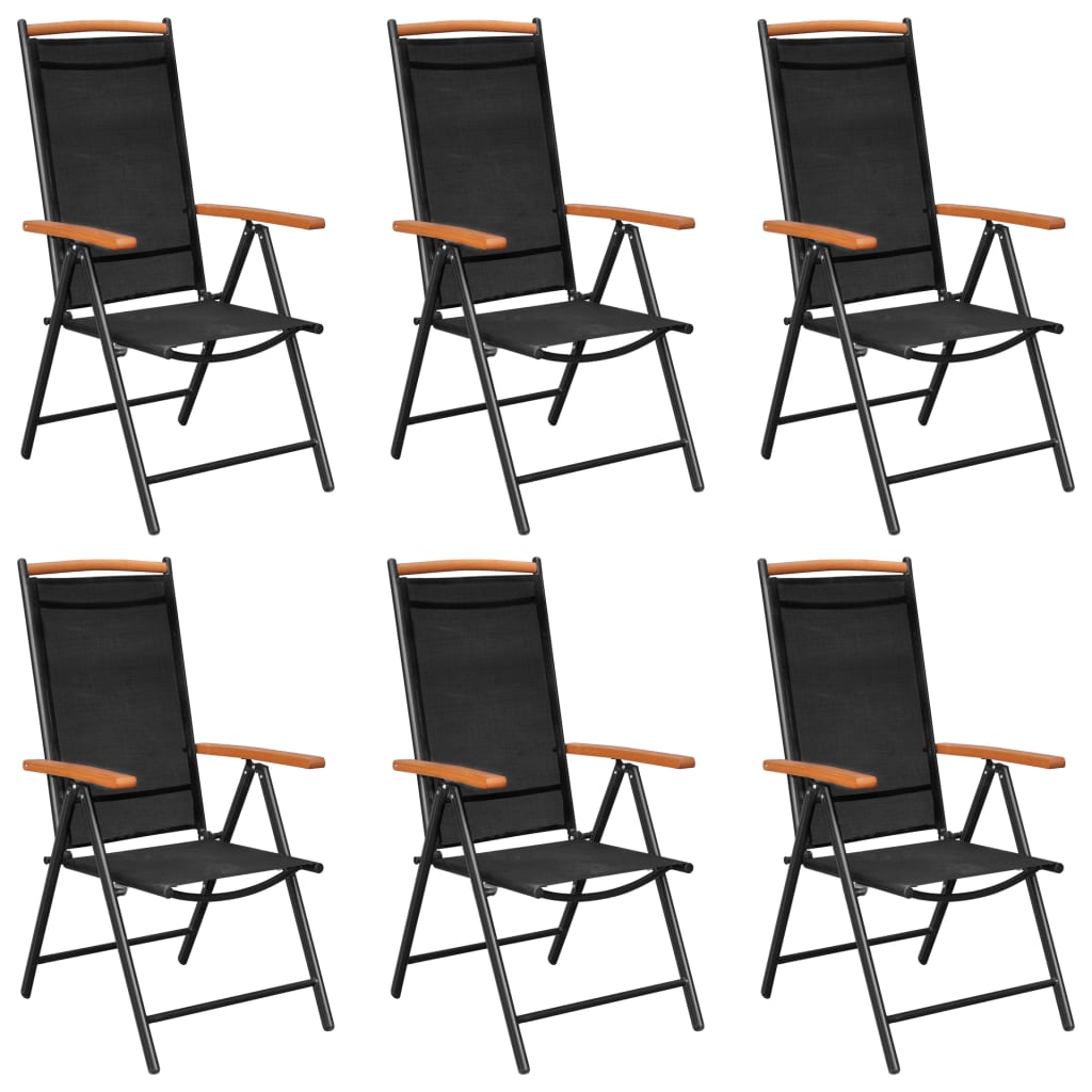Folding Garden Chairs 6 Pcs Textilene Black Patio Chairs