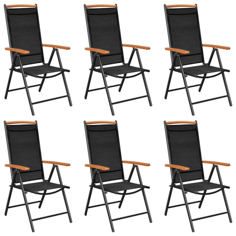 Folding Garden Chairs 6 Pcs Textilene Black Patio Chairs