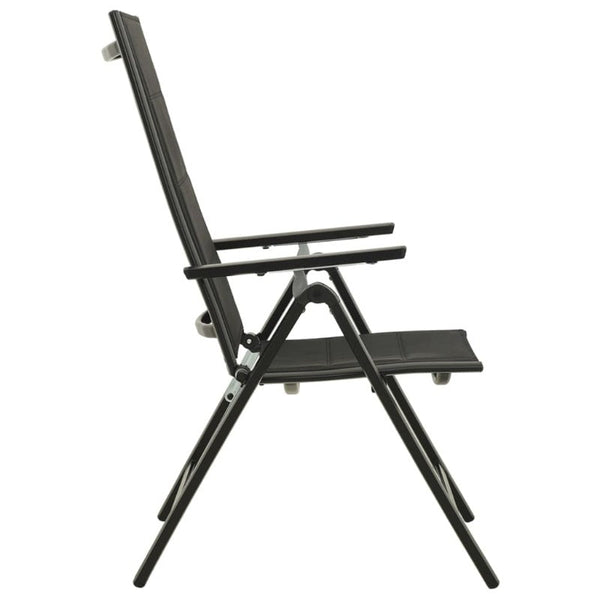 Folding Garden Chairs 2 Pcs Textilene And Aluminium Black