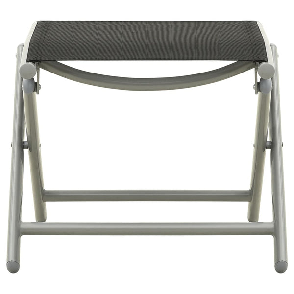 Vidaxl Folding Footrest Black And Silver Textilene Aluminium 43.5X44x40.5Cm Ottomans Footstools & Poufs
