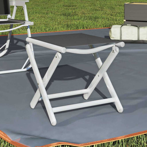 Vidaxl Folding Footrest Black And Silver Textilene Aluminium 43.5X44x40.5Cm Ottomans Footstools & Poufs