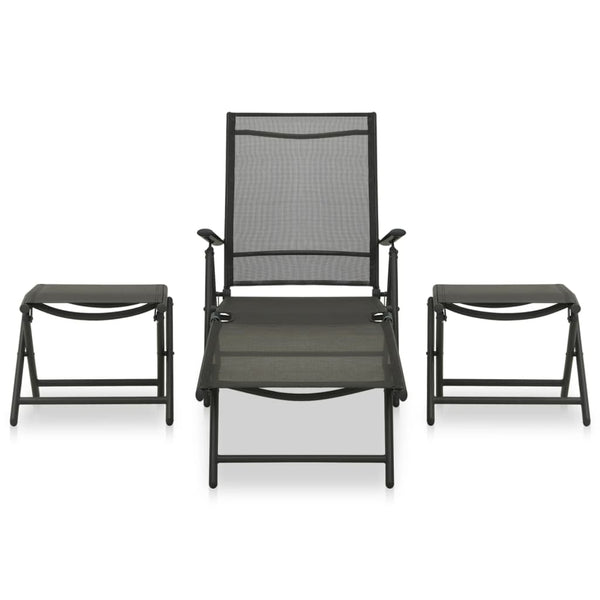 3 Piece Garden Lounge Set Textilene And Aluminium Black Patio Furniture Sets